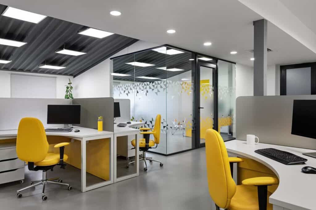 bright-yellow-office-with-glass-wall
